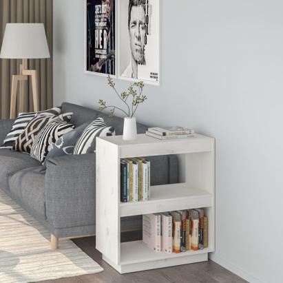 Bibliotecă, alb, 60x35x71 cm, lemn masiv de pin GartenMobel Dekor
