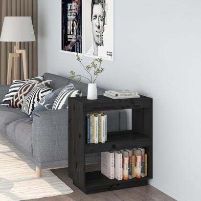 Bibliotecă, negru, 60x35x71 cm, lemn masiv de pin GartenMobel Dekor