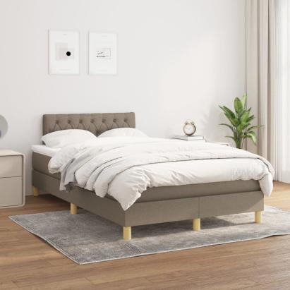 Pat box spring cu saltea, gri taupe, 120x200 cm, textil GartenMobel Dekor