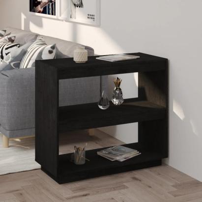 Bibliotecă, negru, 80x35x71 cm, lemn masiv de pin GartenMobel Dekor
