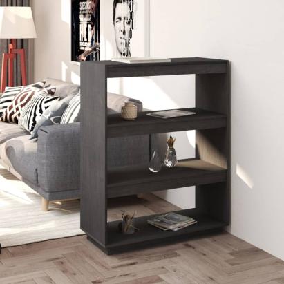 Bibliotecă/Separator cameră, gri, 80x35x103 cm, lemn masiv pin GartenMobel Dekor