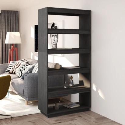 Bibliotecă/Separator cameră, gri, 80x35x167 cm, lemn masiv pin GartenMobel Dekor