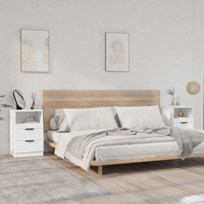 Noptiere, 2 buc., alb, lemn prelucrat GartenMobel Dekor