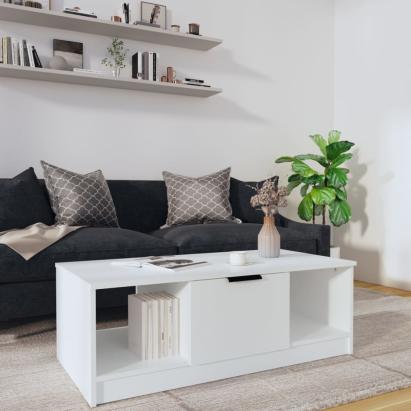 Măsuță de cafea, alb, 102x50x36 cm, lemn prelucrat GartenMobel Dekor