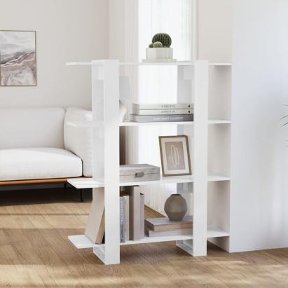 Bibliotecă/Separator cameră, alb extralucios, 100x30x123,5 cm GartenMobel Dekor