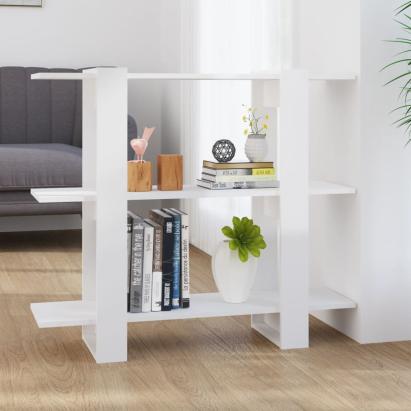 Bibliotecă/Separator cameră, alb extralucios, 100x30x87 cm GartenMobel Dekor