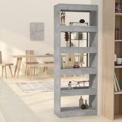 Bibliotecă/Separator cameră, gri beton, 60x30x166 cm, PAL   GartenMobel Dekor