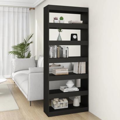 Bibliotecă/Separator cameră, negru, 80x30x198 cm, PAL   GartenMobel Dekor