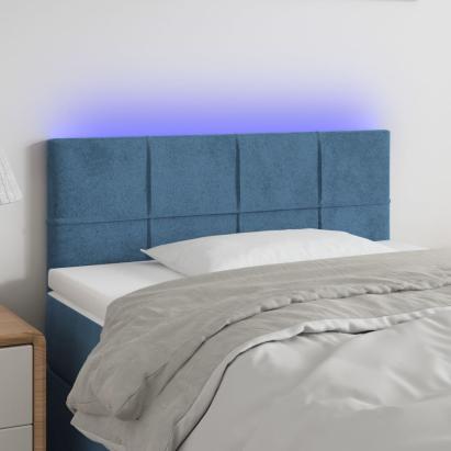Tăblie de pat cu LED, albastru închis, 100x5x78/88 cm, catifea GartenMobel Dekor