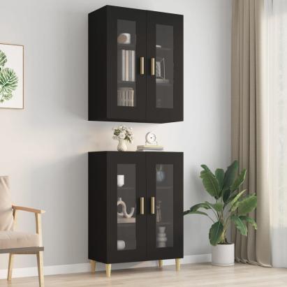Dulap de perete suspendat, negru, 69,5x34x90 cm GartenMobel Dekor