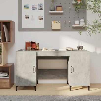 Birou, gri beton, 140x50x75 cm, lemn compozit GartenMobel Dekor