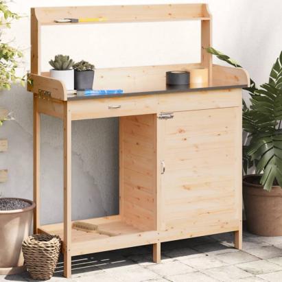 Masă de plantare cu dulap, 110,5x45x124,5 cm lemn masiv brad GartenMobel Dekor