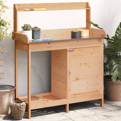 Masă plantare cu dulap, maro, 110,5x45x124,5 cm lemn masiv brad GartenMobel Dekor