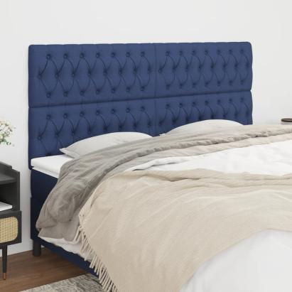 Tăblii de pat, 4 buc, albastru, 100x7x78/88 cm, textil GartenMobel Dekor