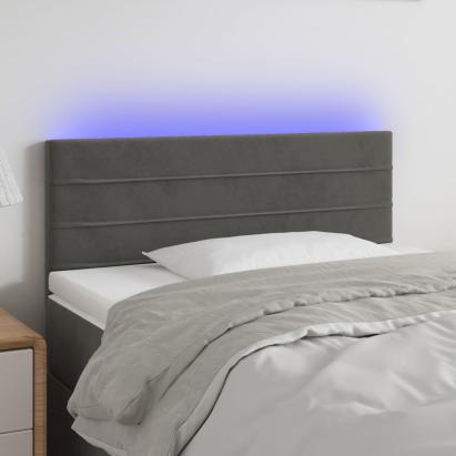 Tăblie de pat cu LED, gri închis, 100x5x78/88 cm, catifea GartenMobel Dekor