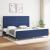 Cadru de pat cu tăblie, albastru, 200x200 cm, textil GartenMobel Dekor