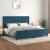 Cadru de pat cu tăblie, albastru închis, 200x200 cm, catifea GartenMobel Dekor