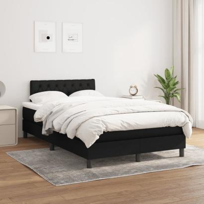 Pat box spring cu saltea, negru, 120x200 cm, textil GartenMobel Dekor