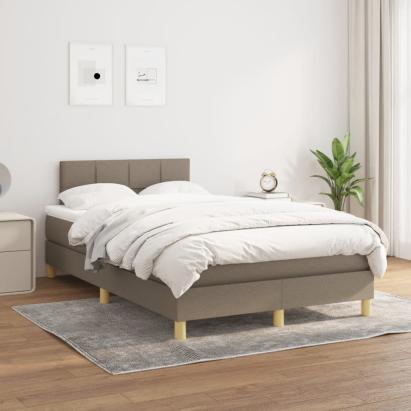 Pat box spring cu saltea, gri taupe, 120x200 cm, textil GartenMobel Dekor