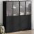 Bibliotecă cu uși, negru, 136x37x142 cm, lemn compozit GartenMobel Dekor