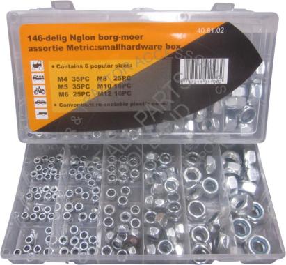 Set piulite cu autoblocare 146 bucati, diverse marimi M4 M5 M6 M8 M10 M12 AutoDrive ProParts