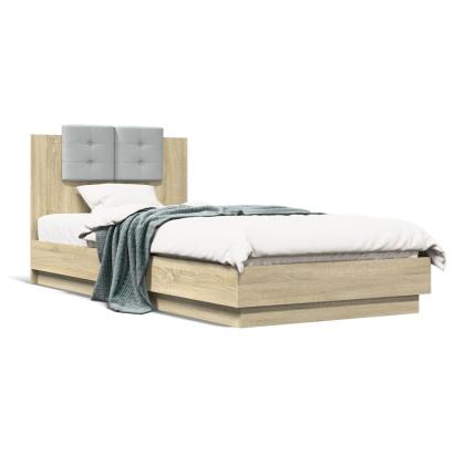Cadru de pat cu tăblie, stejar sonoma, 90x200 cm lemn prelucrat GartenMobel Dekor
