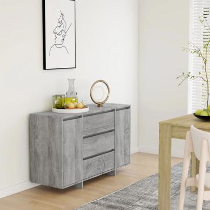 Servantă cu 3 sertare, gri sonoma, 120x41x75 cm, PAL GartenMobel Dekor
