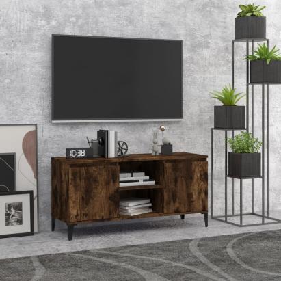 Comodă TV, picioare din metal, stejar afumat, 103,5x35x50 cm GartenMobel Dekor