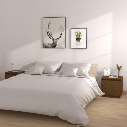 Noptiere, 2 buc, maro miere, 40x30x40 cm, lemn masiv de pin GartenMobel Dekor