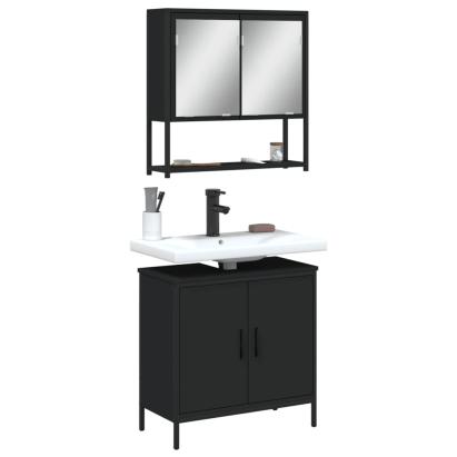 Set mobilier de baie, 2 piese, negru, lemn compozit GartenMobel Dekor