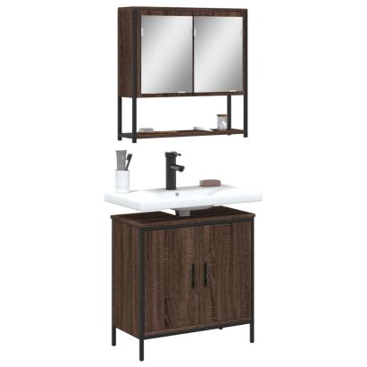 Set mobilier de baie, 2 piese, stejar maro, lemn prelucrat GartenMobel Dekor
