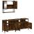 Set mobilier de baie, 3 piese, stejar fumuriu, lemn prelucrat GartenMobel Dekor