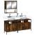 Set mobilier de baie, 3 piese, stejar fumuriu, lemn prelucrat GartenMobel Dekor