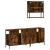 Set mobilier de baie, 3 piese, stejar fumuriu, lemn prelucrat GartenMobel Dekor