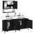 Set mobilier de baie, 3 piese, negru, lemn compozit GartenMobel Dekor