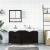 Set mobilier de baie, 3 piese, negru, lemn compozit GartenMobel Dekor