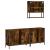 Set mobilier de baie, 3 piese, stejar fumuriu, lemn prelucrat GartenMobel Dekor