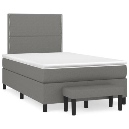 Pat box spring cu saltea, gri închis, 120x190 cm, textil GartenMobel Dekor