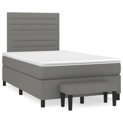 Pat box spring cu saltea, gri închis, 120x190 cm, textil GartenMobel Dekor