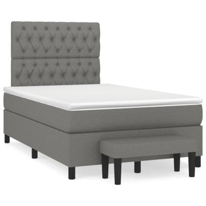 Pat box spring cu saltea, gri închis, 120x190 cm, textil GartenMobel Dekor