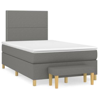 Pat box spring cu saltea, gri închis, 120x190 cm, textil GartenMobel Dekor