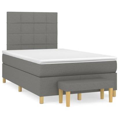 Pat box spring cu saltea, gri închis, 120x190 cm, textil GartenMobel Dekor