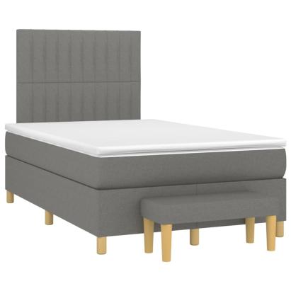 Pat box spring cu saltea, gri închis, 120x190 cm, textil GartenMobel Dekor