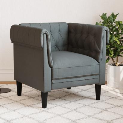 Fotoliu Chesterfield gri închis, material textil GartenMobel Dekor