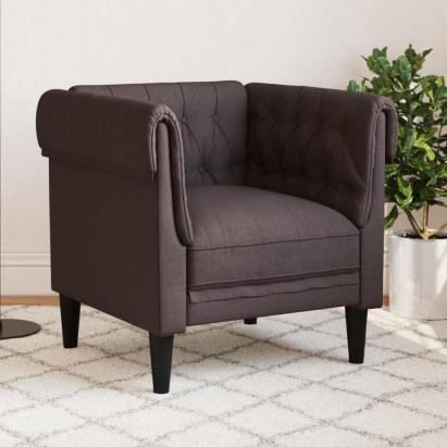 Fotoliu Chesterfield maro închis, material textil GartenMobel Dekor