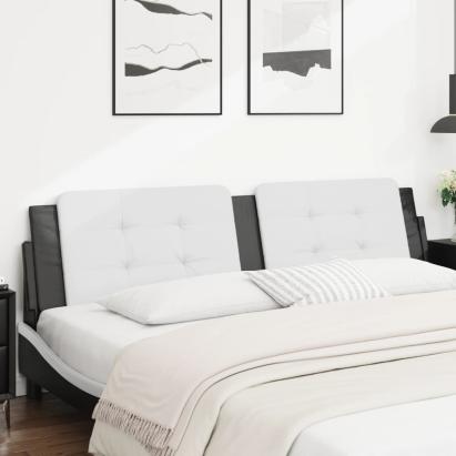 Pernă pentru tăblie pat, alb și negru, 200cm, piele artificială GartenMobel Dekor