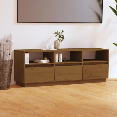 Comodă TV, maro miere, 140x37x50 cm, lemn masiv de pin GartenMobel Dekor