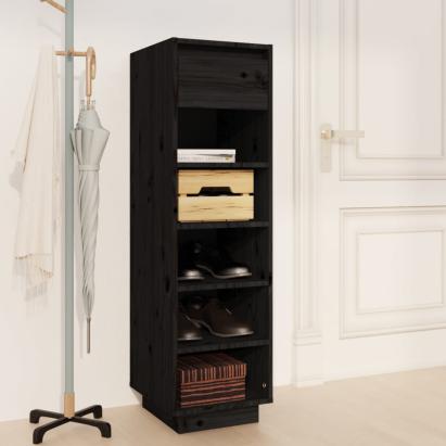 Pantofar, negru, 34x30x105 cm, lemn masiv de pin GartenMobel Dekor