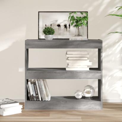 Bibliotecă/Separator cameră, gri sonoma, 80x30x72 cm, PAL GartenMobel Dekor