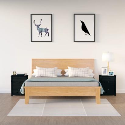 Noptiere, 2 buc., negru, 50x35x61,5 cm, lemn masiv de pin GartenMobel Dekor